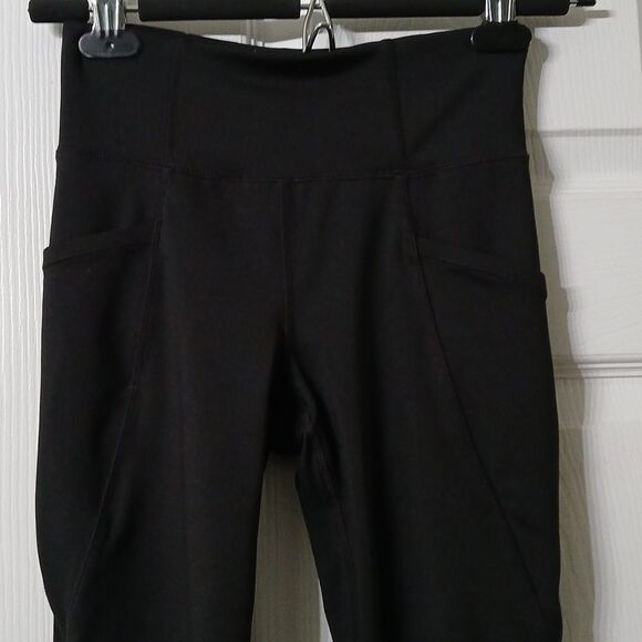 Gap Teen  high waisted black workout yoga leggings side cell pockets Sz 10 NWOT - Picture 3 of 9